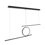 GloboStar® TEREZA 61288 Κρεμαστό Φωτιστικό Οροφής Design LED CCT 67W 7504lm 300° AC 220-240V - Εναλλαγή Φωτισμού μέσω Τηλεχειριστηρίου All In One Ψυχρό 6000k+Φυσικό 4500k+Θερμό 2700K Dimmable Μ110 x Π4.5 x Υ34cm - Μαύρο - 3 Χρόνια Εγγύηση
