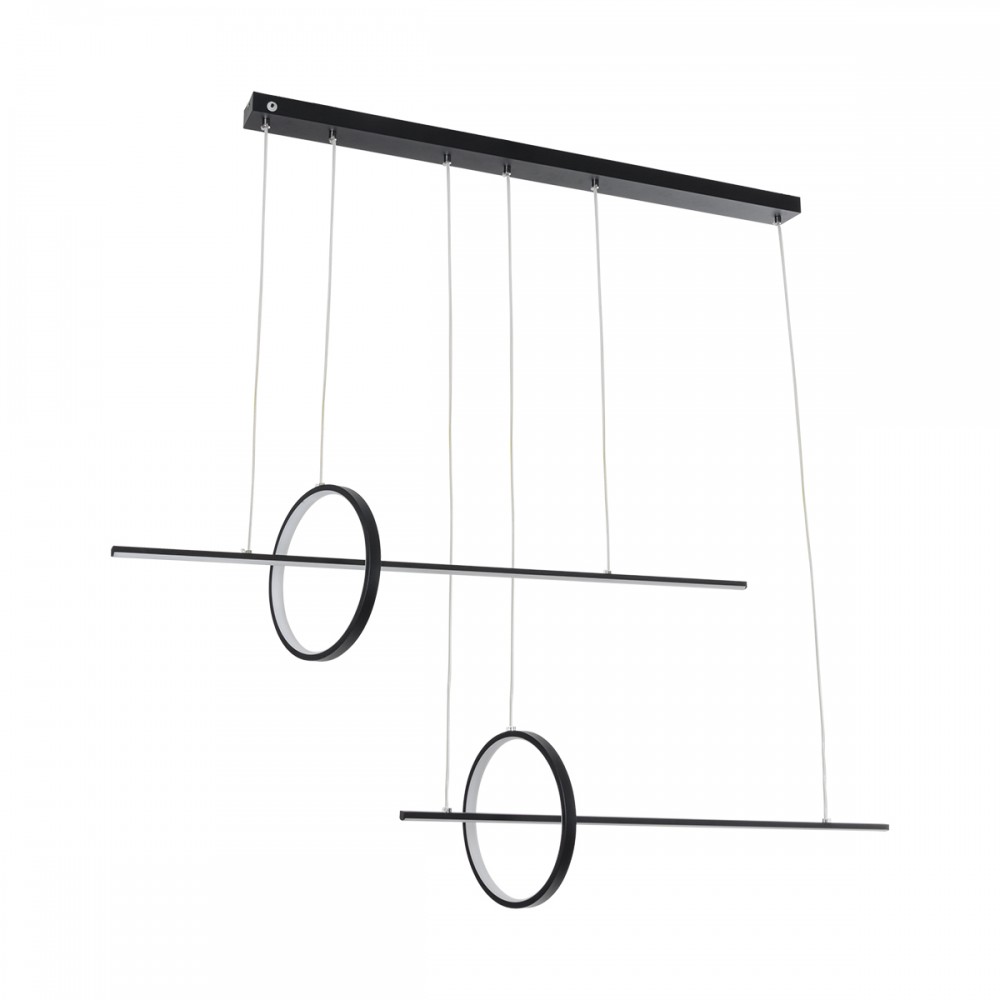 GloboStar® LINEARE 61290 Κρεμαστό Φωτιστικό Οροφής Design LED CCT 67W 7504lm 300° AC 220-240V - Εναλλαγή Φωτισμού μέσω Τηλεχειριστηρίου All In One Ψυχρό 6000k+Φυσικό 4500k+Θερμό 2700k Dimmable Μ130 x Π25 x Υ60cm - Μαύρο - 3 Years Warranty