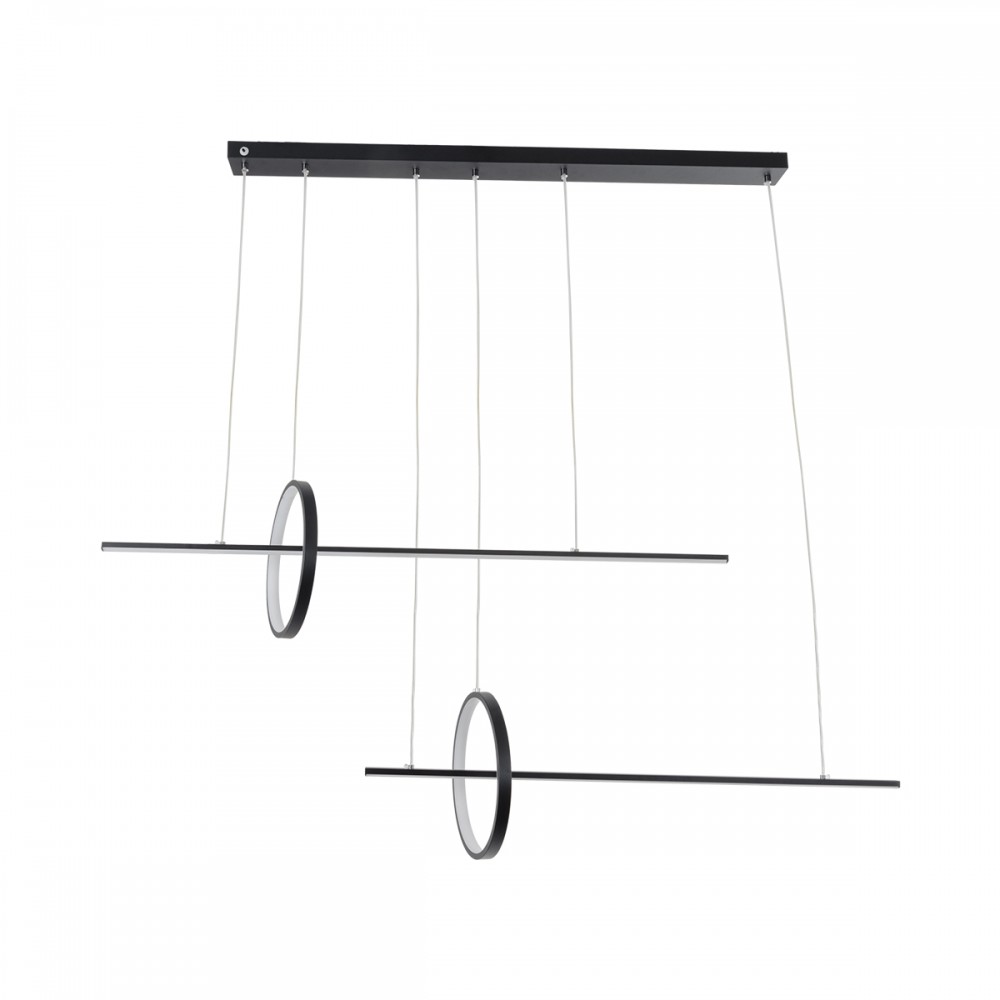 GloboStar® LINEARE 61290 Κρεμαστό Φωτιστικό Οροφής Design LED CCT 67W 7504lm 300° AC 220-240V - Εναλλαγή Φωτισμού μέσω Τηλεχειριστηρίου All In One Ψυχρό 6000k+Φυσικό 4500k+Θερμό 2700k Dimmable Μ130 x Π25 x Υ60cm - Μαύρο - 3 Years Warranty