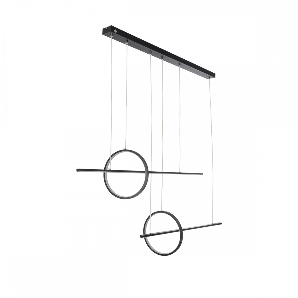 GloboStar® LINEARE 61290 Κρεμαστό Φωτιστικό Οροφής Design LED CCT 67W 7504lm 300° AC 220-240V - Εναλλαγή Φωτισμού μέσω Τηλεχειριστηρίου All In One Ψυχρό 6000k+Φυσικό 4500k+Θερμό 2700k Dimmable Μ130 x Π25 x Υ60cm - Μαύρο - 3 Years Warranty