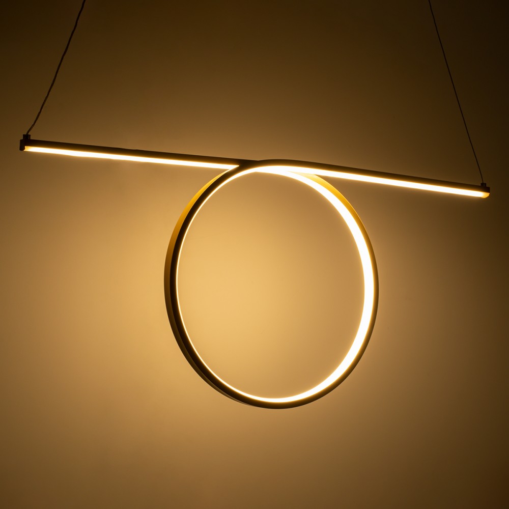 GloboStar® ROME 61297 Κρεμαστό Φωτιστικό Οροφής Linear Design LED CCT 24W 2640lm 200° AC 220-240V - Εναλλαγή Φωτισμού μέσω Διακόπτη On/Off All In One Ψυχρό 6000k+Φυσικό 4500k+Θερμό 2700k Μ65.5 x Π4 x Υ33cm - Χρυσό Βούρτσας - 3 Years Warranty