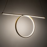 GloboStar® ROME 61297 Κρεμαστό Φωτιστικό Οροφής Linear Design LED CCT 24W 2640lm 200° AC 220-240V - Εναλλαγή Φωτισμού μέσω Διακόπτη On/Off All In One Ψυχρό 6000k+Φυσικό 4500k+Θερμό 2700k Μ65.5 x Π4 x Υ33cm - Χρυσό Βούρτσας - 3 Years Warranty