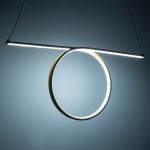 GloboStar® ROME 61297 Κρεμαστό Φωτιστικό Οροφής Linear Design LED CCT 24W 2640lm 200° AC 220-240V - Εναλλαγή Φωτισμού μέσω Διακόπτη On/Off All In One Ψυχρό 6000k+Φυσικό 4500k+Θερμό 2700k Μ65.5 x Π4 x Υ33cm - Χρυσό Βούρτσας - 3 Years Warranty