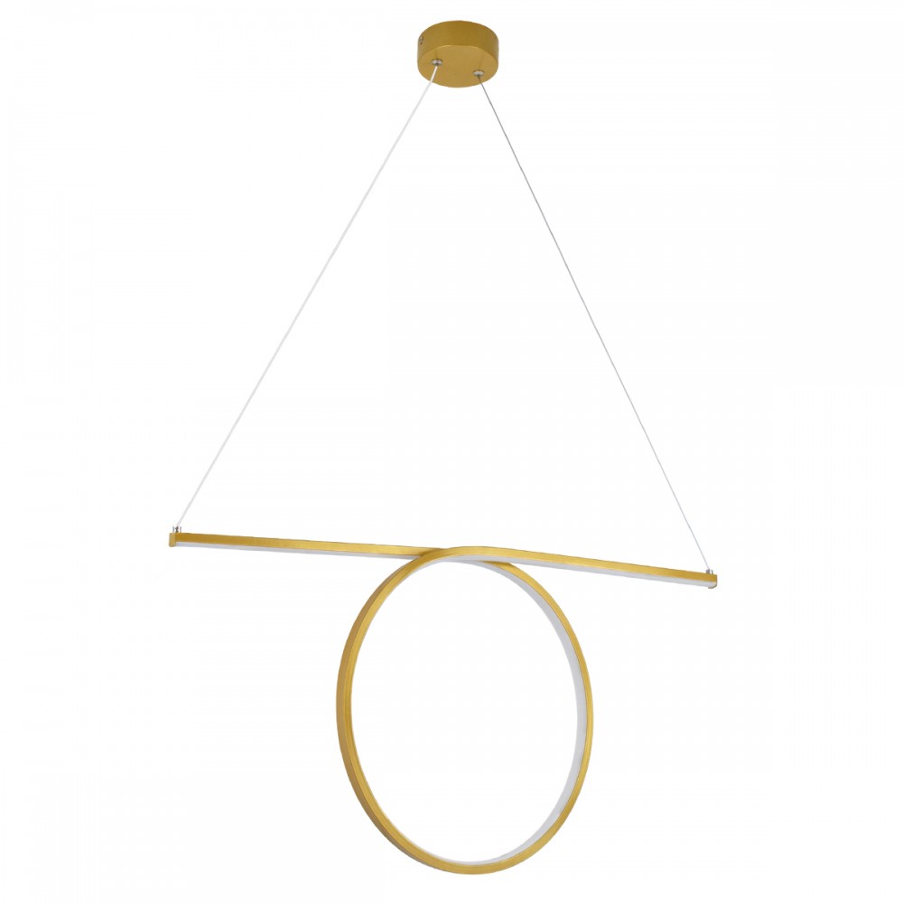 GloboStar® ROME 61297 Κρεμαστό Φωτιστικό Οροφής Linear Design LED CCT 24W 2640lm 200° AC 220-240V - Εναλλαγή Φωτισμού μέσω Διακόπτη On/Off All In One Ψυχρό 6000k+Φυσικό 4500k+Θερμό 2700k Μ65.5 x Π4 x Υ33cm - Χρυσό Βούρτσας - 3 Years Warranty