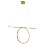 GloboStar® ROME 61297 Κρεμαστό Φωτιστικό Οροφής Linear Design LED CCT 24W 2640lm 200° AC 220-240V - Εναλλαγή Φωτισμού μέσω Διακόπτη On/Off All In One Ψυχρό 6000k+Φυσικό 4500k+Θερμό 2700k Μ65.5 x Π4 x Υ33cm - Χρυσό Βούρτσας - 3 Years Warranty