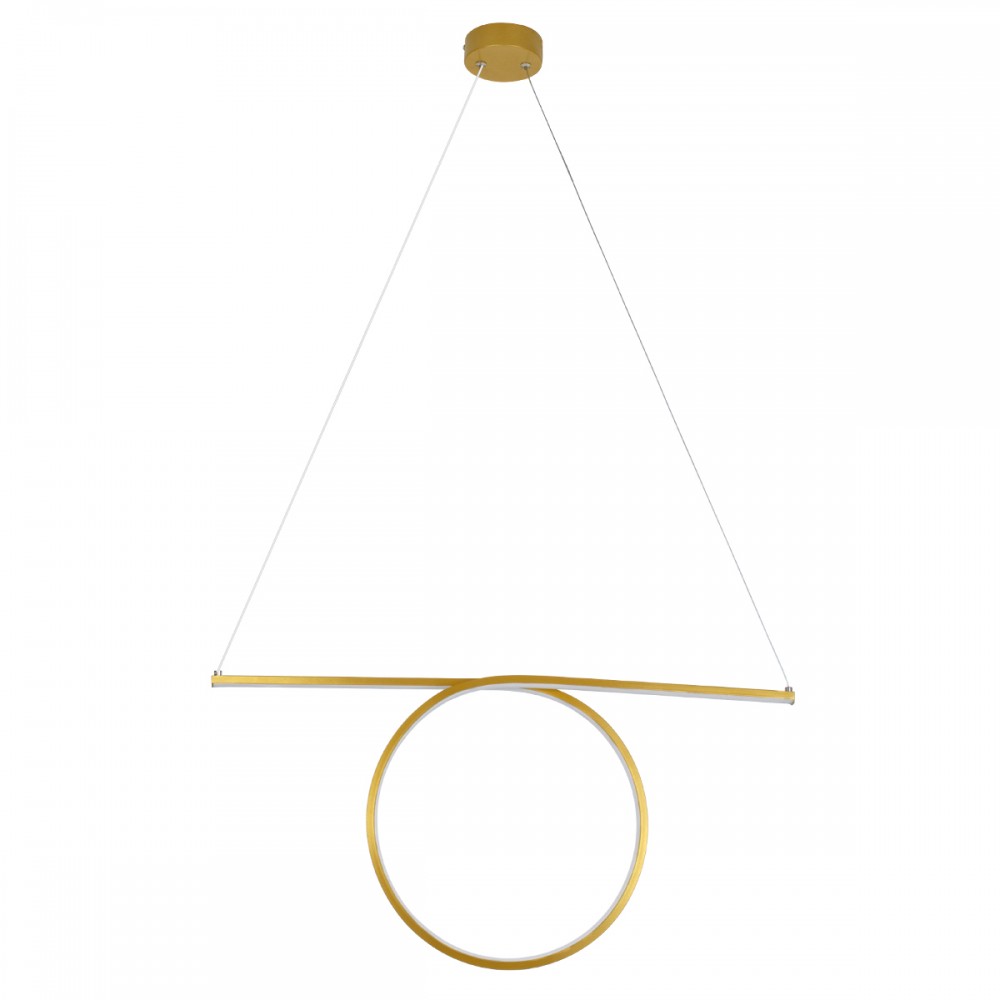 GloboStar® ROME 61297 Κρεμαστό Φωτιστικό Οροφής Linear Design LED CCT 24W 2640lm 200° AC 220-240V - Εναλλαγή Φωτισμού μέσω Διακόπτη On/Off All In One Ψυχρό 6000k+Φυσικό 4500k+Θερμό 2700k Μ65.5 x Π4 x Υ33cm - Χρυσό Βούρτσας - 3 Years Warranty