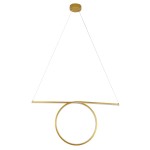 GloboStar® ROME 61297 Κρεμαστό Φωτιστικό Οροφής Linear Design LED CCT 24W 2640lm 200° AC 220-240V - Εναλλαγή Φωτισμού μέσω Διακόπτη On/Off All In One Ψυχρό 6000k+Φυσικό 4500k+Θερμό 2700k Μ65.5 x Π4 x Υ33cm - Χρυσό Βούρτσας - 3 Years Warranty