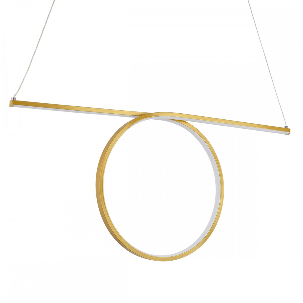 GloboStar® ROME 61297 Κρεμαστό Φωτιστικό Οροφής Linear Design LED CCT 24W 2640lm 200° AC 220-240V - Εναλλαγή Φωτισμού μέσω Διακόπτη On/Off All In One Ψυχρό 6000k+Φυσικό 4500k+Θερμό 2700k Μ65.5 x Π4 x Υ33cm - Χρυσό Βούρτσας - 3 Years Warranty