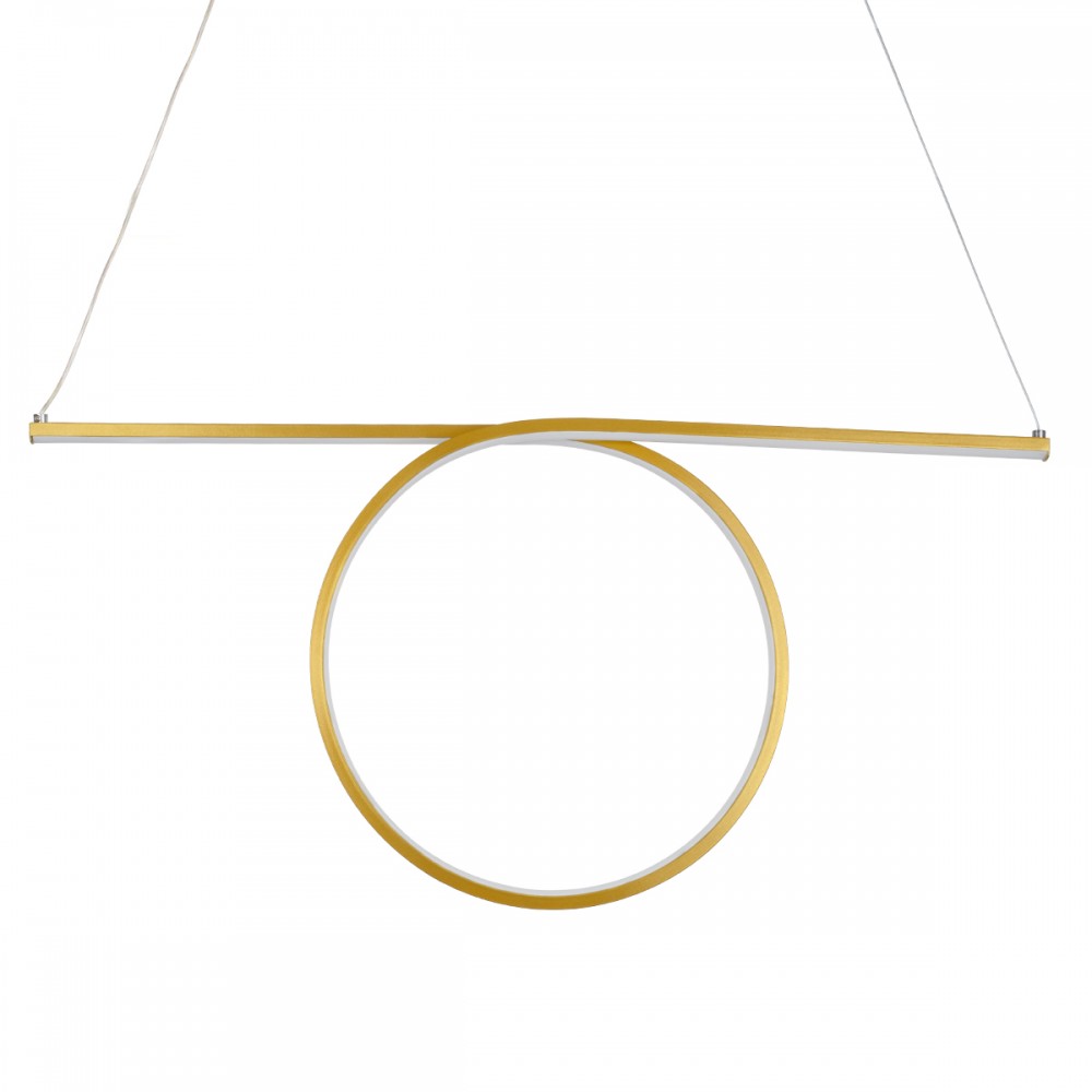 GloboStar® ROME 61297 Κρεμαστό Φωτιστικό Οροφής Linear Design LED CCT 24W 2640lm 200° AC 220-240V - Εναλλαγή Φωτισμού μέσω Διακόπτη On/Off All In One Ψυχρό 6000k+Φυσικό 4500k+Θερμό 2700k Μ65.5 x Π4 x Υ33cm - Χρυσό Βούρτσας - 3 Years Warranty