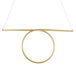 GloboStar® ROME 61297 Κρεμαστό Φωτιστικό Οροφής Linear Design LED CCT 24W 2640lm 200° AC 220-240V - Εναλλαγή Φωτισμού μέσω Διακόπτη On/Off All In One Ψυχρό 6000k+Φυσικό 4500k+Θερμό 2700k Μ65.5 x Π4 x Υ33cm - Χρυσό Βούρτσας - 3 Years Warranty