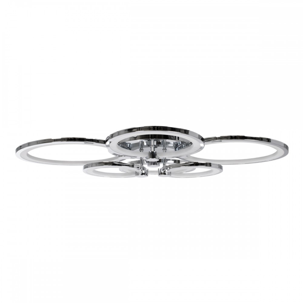 GloboStar® ROYAL-R 61324 Φωτιστικό Οροφής Design LED CCT 135W 16200lm 360° AC 220-240V - Εναλλαγή Φωτισμού μέσω Τηλεχειριστηρίου All In One Ψυχρό 6000k+Φυσικό 4500k+Θερμό 2700k Dimmable Μ80.5 x Π59 x Υ12cm - Νίκελ Χρώμιο - 3 Years Warranty