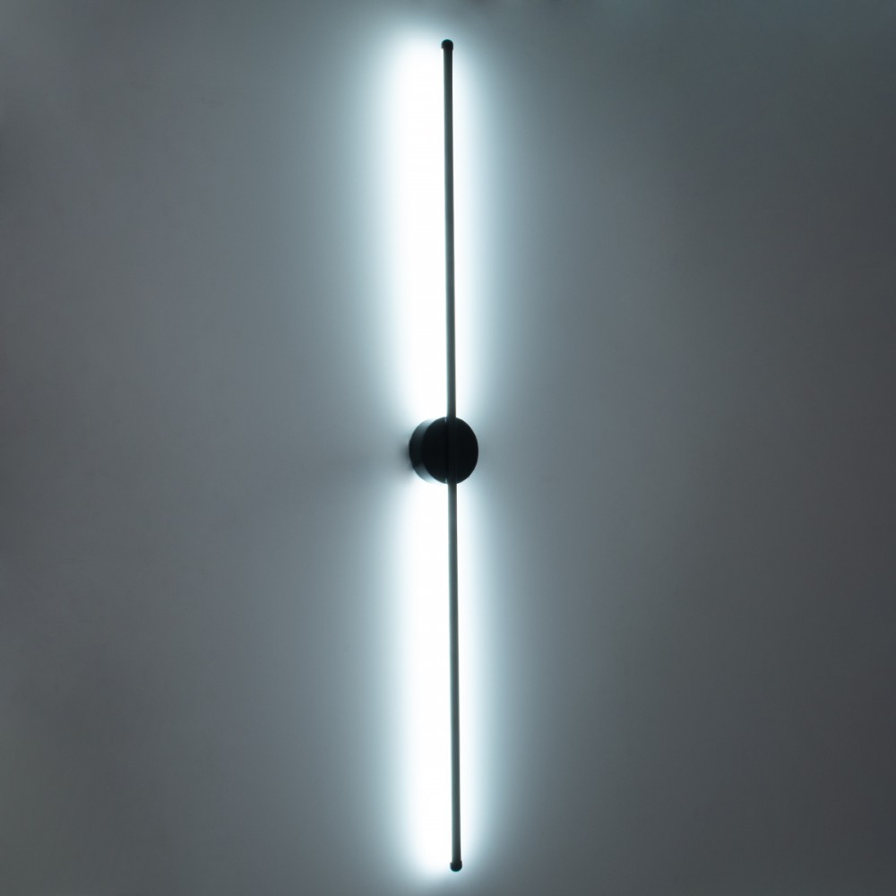 GloboStar® DIADEM 61333 Φωτιστικό Τοίχου - Απλίκα Design LED CCT 18W 2160lm 120° AC 220-240V - Εναλλαγή Φωτισμού μέσω Διακόπτη On/Off All In One Ψυχρό 6000k+Φυσικό 4500k+Θερμό 2700k Μ10 x Π4 x Υ120cm - Μαύρο - 3 Years Warranty