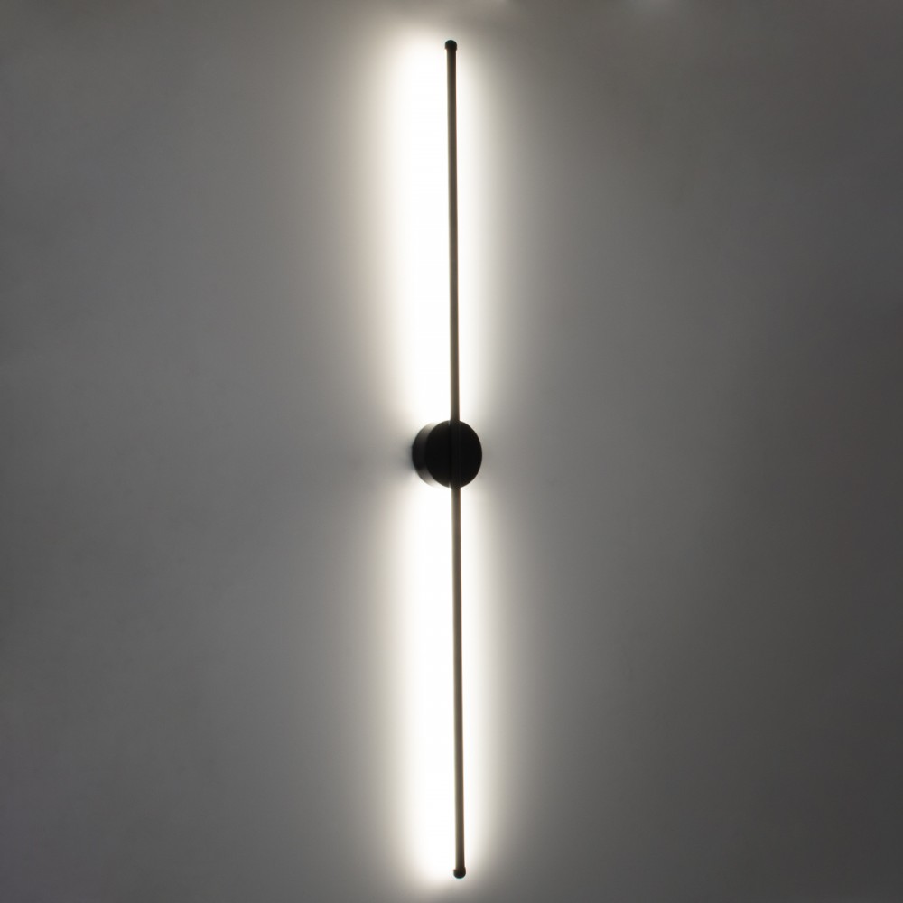 GloboStar® DIADEM 61333 Φωτιστικό Τοίχου - Απλίκα Design LED CCT 18W 2160lm 120° AC 220-240V - Εναλλαγή Φωτισμού μέσω Διακόπτη On/Off All In One Ψυχρό 6000k+Φυσικό 4500k+Θερμό 2700k Μ10 x Π4 x Υ120cm - Μαύρο - 3 Years Warranty