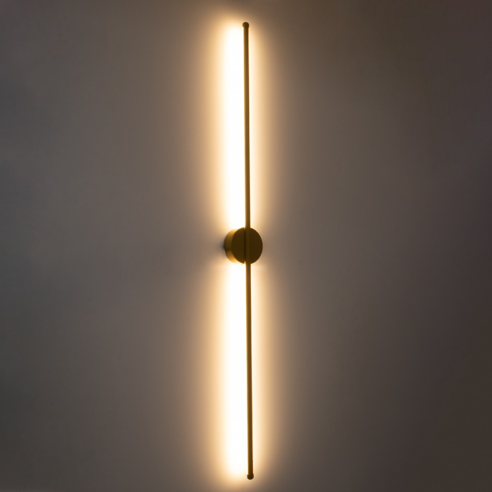 GloboStar® DIADEM 61334 Φωτιστικό Τοίχου - Απλίκα Design LED CCT 18W 2160lm 120° AC 220-240V - Εναλλαγή Φωτισμού μέσω Διακόπτη On/Off All In One Ψυχρό 6000k+Φυσικό 4500k+Θερμό 2700k Μ10 x Π4 x Υ120cm - Χρυσό - 3 Years Warranty