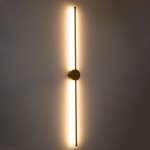 GloboStar® DIADEM 61334 Φωτιστικό Τοίχου - Απλίκα Design LED CCT 18W 2160lm 120° AC 220-240V - Εναλλαγή Φωτισμού μέσω Διακόπτη On/Off All In One Ψυχρό 6000k+Φυσικό 4500k+Θερμό 2700k Μ10 x Π4 x Υ120cm - Χρυσό - 3 Years Warranty