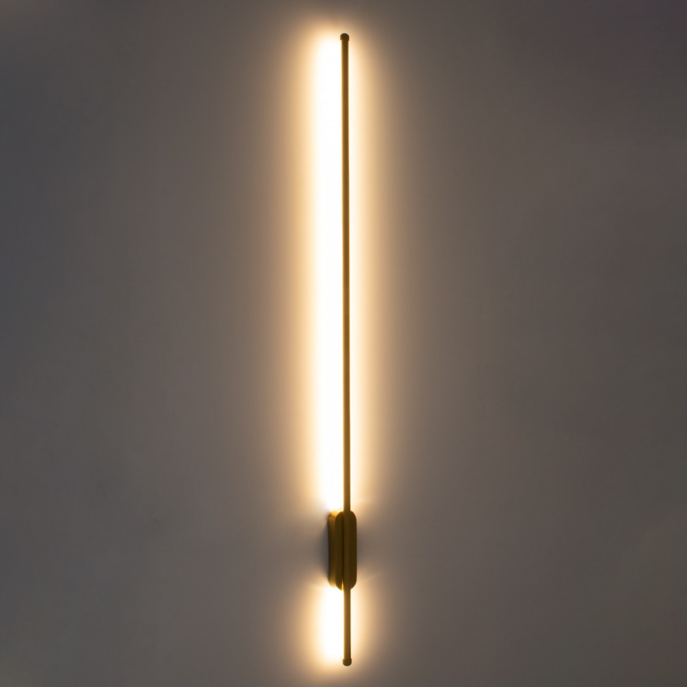 GloboStar® HARLEM 61336 Φωτιστικό Τοίχου - Απλίκα Design LED CCT 18W 2160lm 120° AC 220-240V - Εναλλαγή Φωτισμού μέσω Διακόπτη On/Off All In One Ψυχρό 6000k+Φυσικό 4500k+Θερμό 2700k Μ5 x Π4 x Υ120cm - Χρυσό - 3 Years Warranty