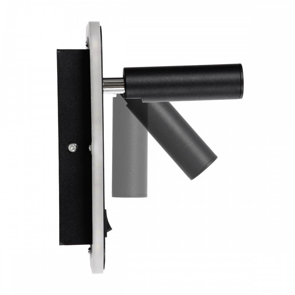 GloboStar® LADY-O 61363 Μοντέρνο Φωτιστικό Τοίχου - Απλίκα Ξενοδοχείου Bed Side LED 10W 1000lm 36° & 360° AC 220-240V - Reading Light & 360° Κρυφός Φωτισμός - Φορτιστής USB 3A - Μ10.5 x Π10 x Υ18.5cm - Φυσικό Λευκό 4500K - Μαύρο