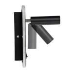 GloboStar® LADY-O 61363 Μοντέρνο Φωτιστικό Τοίχου - Απλίκα Ξενοδοχείου Bed Side LED 10W 1000lm 36° & 360° AC 220-240V - Reading Light & 360° Κρυφός Φωτισμός - Φορτιστής USB 3A - Μ10.5 x Π10 x Υ18.5cm - Φυσικό Λευκό 4500K - Μαύρο