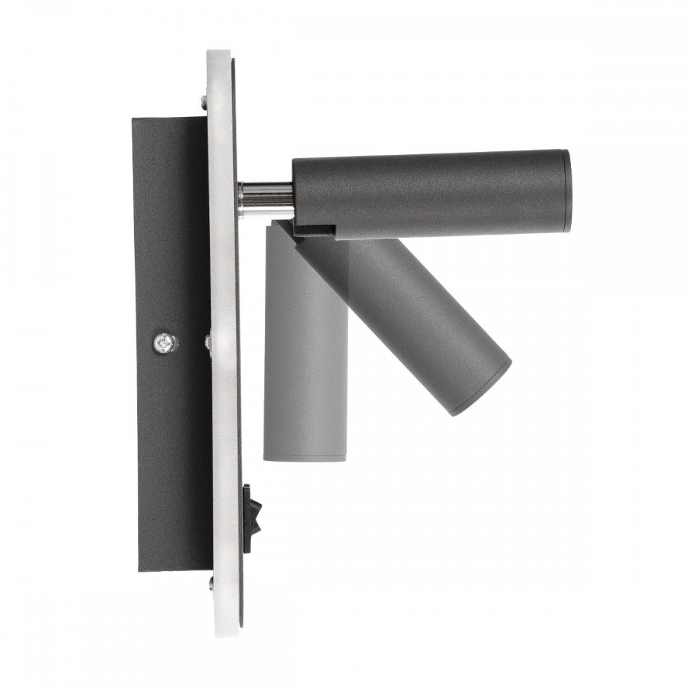 GloboStar® LADY-O 61365 Μοντέρνο Φωτιστικό Τοίχου - Απλίκα Ξενοδοχείου Bed Side LED 10W 1000lm 36° & 360° AC 220-240V - Reading Light & 360° Κρυφός Φωτισμός - Φορτιστής USB 3A - Μ10.5 x Π10 x Υ18.5cm - Φυσικό Λευκό 4500K - Γκρι Ανθρακί