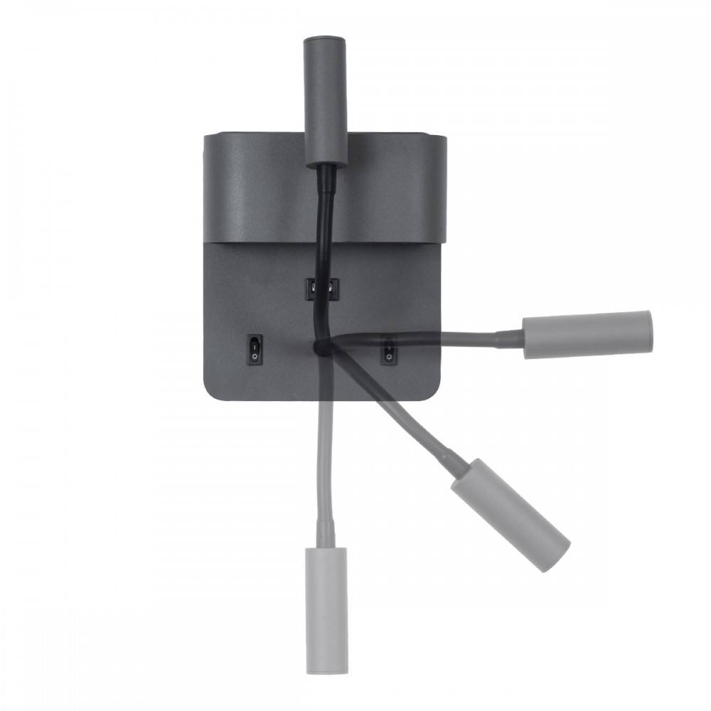 GloboStar® IBIS 61369 Μοντέρνο Φωτιστικό Τοίχου - Απλίκα Ξενοδοχείου Bed Side LED 10W 1100lm 36° & 360° AC 220-240V - Reading Light & Up/Down Light - Φορτιστής USB 3A - Μ10 x Π6.1 x Υ18cm - Φυσικό Λευκό 4500K - Γκρι Ανθρακί