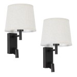 GloboStar® ROULETTE-R 61379 Μοντέρνο Φωτιστικό Τοίχου - Απλίκα Ξενοδοχείου Bed Side LED 3W 360lm & 1 x E27 36° & 360° AC 220-240V - Reading Up/Down Light - Φορτιστής USB 3A - Μ22 x Π23.5 x Υ37cm - Φυσικό Λευκό 4500K - Μαύρο με Μπεζ Καπέλο - Σετ 2 