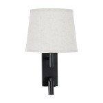 GloboStar® ROULETTE-R 61379 Μοντέρνο Φωτιστικό Τοίχου - Απλίκα Ξενοδοχείου Bed Side LED 3W 360lm & 1 x E27 36° & 360° AC 220-240V - Reading Up/Down Light - Φορτιστής USB 3A - Μ22 x Π23.5 x Υ37cm - Φυσικό Λευκό 4500K - Μαύρο με Μπεζ Καπέλο - Σετ 2 