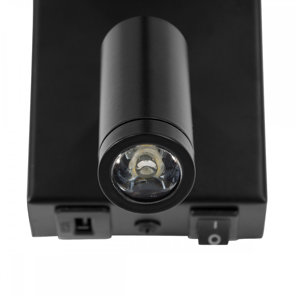 GloboStar® ROULETTE-R 61379 Μοντέρνο Φωτιστικό Τοίχου - Απλίκα Ξενοδοχείου Bed Side LED 3W 360lm & 1 x E27 36° & 360° AC 220-240V - Reading Up/Down Light - Φορτιστής USB 3A - Μ22 x Π23.5 x Υ37cm - Φυσικό Λευκό 4500K - Μαύρο με Μπεζ Καπέλο - Σετ 2 