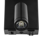 GloboStar® ROULETTE-R 61379 Μοντέρνο Φωτιστικό Τοίχου - Απλίκα Ξενοδοχείου Bed Side LED 3W 360lm & 1 x E27 36° & 360° AC 220-240V - Reading Up/Down Light - Φορτιστής USB 3A - Μ22 x Π23.5 x Υ37cm - Φυσικό Λευκό 4500K - Μαύρο με Μπεζ Καπέλο - Σετ 2 