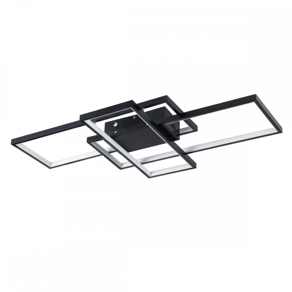 GloboStar® QUADRA 61385 Φωτιστικό Οροφής Design LED CCT 100W 12000lm 120° AC 220-240V - Εναλλαγή Φωτισμού μέσω Τηλεχειριστηρίου All In One Ψυχρό 6000k+Φυσικό 4500k+Θερμό 2700k Dimmable Μ85 x Π45 x Υ9cm - Μαύρο - 3 Years Warranty