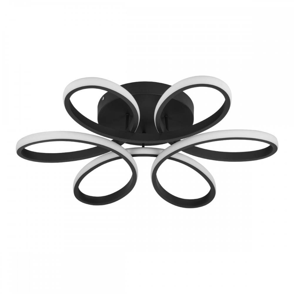 GloboStar® MARGARET 61400 Φωτιστικό Οροφής Design LED CCT 54W 6210lm 360° AC 220-240V - Εναλλαγή Φωτισμού μέσω Τηλεχειριστηρίου All In One Ψυχρό 6000k+Φυσικό 4500k+Θερμό 2700k Dimmable Φ57 x Υ12cm - Μαύρο - 3 Years Warranty
