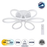 GloboStar® MARGARET 61401 Φωτιστικό Οροφής Design LED CCT 54W 6210lm 360° AC 220-240V - Εναλλαγή Φωτισμού μέσω Τηλεχειριστηρίου All In One Ψυχρό 6000k+Φυσικό 4500k+Θερμό 2700k Dimmable Φ57 x Υ12cm - Λευκό - 3 Years Warranty