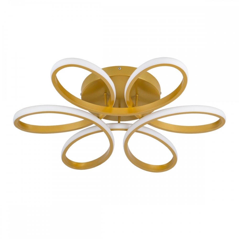 GloboStar® MARGARET 61403 Φωτιστικό Οροφής Design LED CCT 54W 6210lm 360° AC 220-240V - Εναλλαγή Φωτισμού μέσω Τηλεχειριστηρίου All In One Ψυχρό 6000k+Φυσικό 4500k+Θερμό 2700k Dimmable Φ57 x Υ12cm - Χρυσό Βούρτσας - 3 Years Warranty