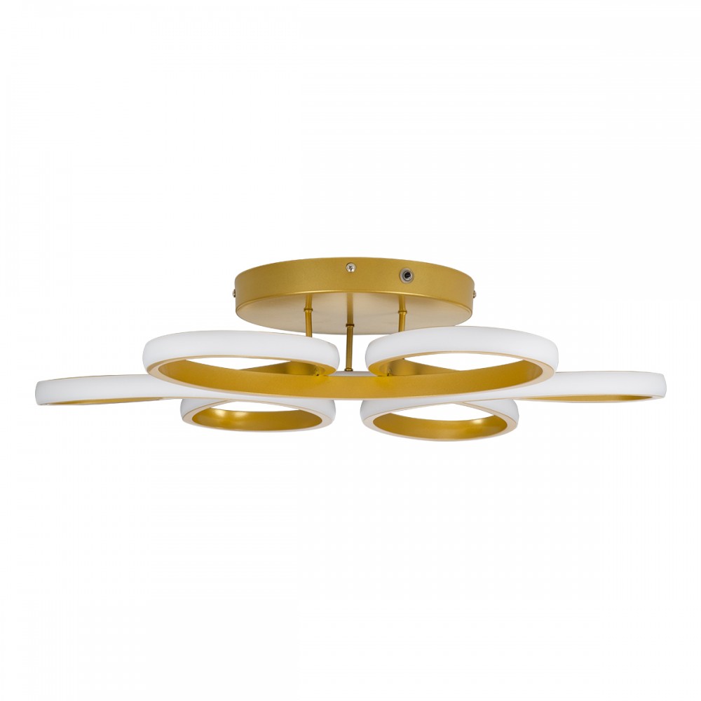 GloboStar® MARGARET 61403 Φωτιστικό Οροφής Design LED CCT 54W 6210lm 360° AC 220-240V - Εναλλαγή Φωτισμού μέσω Τηλεχειριστηρίου All In One Ψυχρό 6000k+Φυσικό 4500k+Θερμό 2700k Dimmable Φ57 x Υ12cm - Χρυσό Βούρτσας - 3 Years Warranty