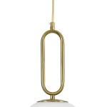 GloboStar® BELLISSIMO 61487 Μοντέρνο Κρεμαστό Φωτιστικό Οροφής Μονόφωτο 1 x E27 Γαλακτερή Γυάλινη Μπάλα με Μεταλλικό Επιχρυσωμενό Πλατίνα Σώμα Φ30 x Υ52cm