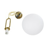 GloboStar® BELLISSIMO 61487 Μοντέρνο Κρεμαστό Φωτιστικό Οροφής Μονόφωτο 1 x E27 Γαλακτερή Γυάλινη Μπάλα με Μεταλλικό Επιχρυσωμενό Πλατίνα Σώμα Φ30 x Υ52cm