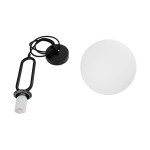 GloboStar® BELLISSIMO 61489 Μοντέρνο Κρεμαστό Φωτιστικό Οροφής Μονόφωτο 1 x E27 Γαλακτερή Γυάλινη Μπάλα με Μεταλλικό Μαύρο Ματ Σώμα Φ20 x Υ42cm