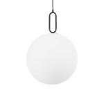 GloboStar® BELLISSIMO 61491 Μοντέρνο Κρεμαστό Φωτιστικό Οροφής Μονόφωτο 1 x E27 Γαλακτερή Γυάλινη Μπάλα με Μεταλλικό Μαύρο Ματ Σώμα Φ40 x Υ62cm