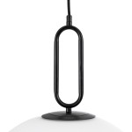 GloboStar® BELLISSIMO 61491 Μοντέρνο Κρεμαστό Φωτιστικό Οροφής Μονόφωτο 1 x E27 Γαλακτερή Γυάλινη Μπάλα με Μεταλλικό Μαύρο Ματ Σώμα Φ40 x Υ62cm