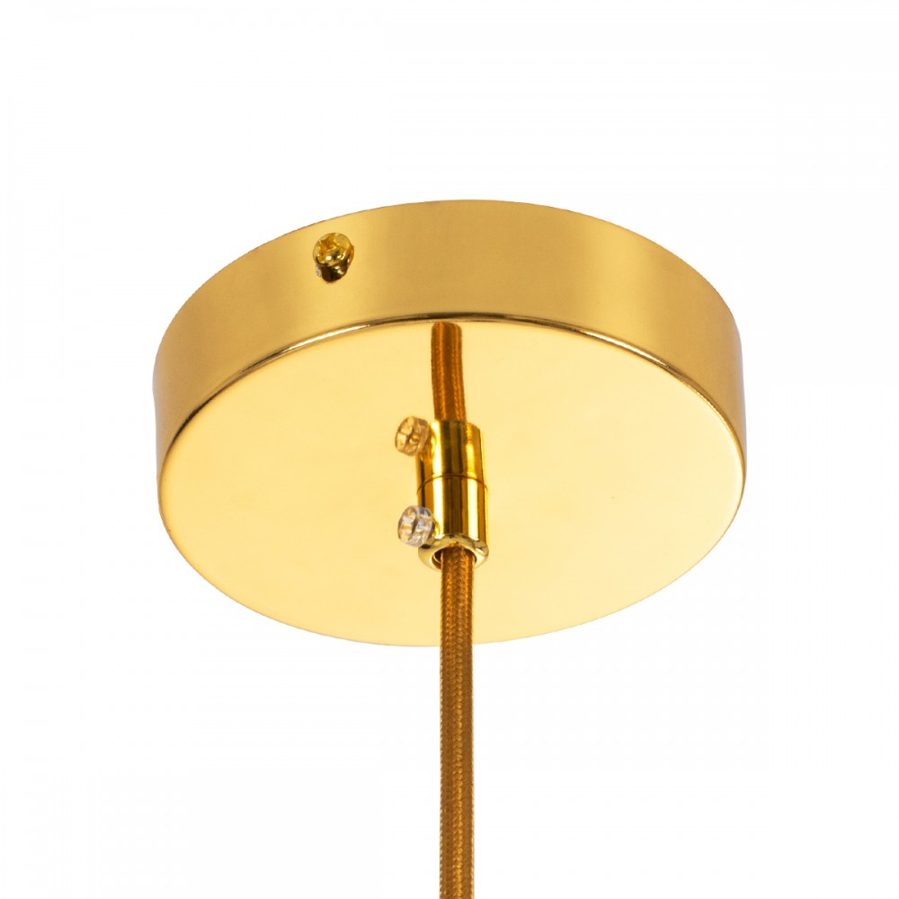 GloboStar® ESTETICO 61492 Μοντέρνο Κρεμαστό Φωτιστικό Οροφής Μονόφωτο 1 x E27 Γαλακτερή Γυάλινη Μπάλα με Μεταλλικό Επιχρυσωμενό Πλατίνα Σώμα Φ20 x Υ38cm