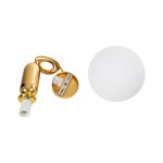GloboStar® ESTETICO 61492 Μοντέρνο Κρεμαστό Φωτιστικό Οροφής Μονόφωτο 1 x E27 Γαλακτερή Γυάλινη Μπάλα με Μεταλλικό Επιχρυσωμενό Πλατίνα Σώμα Φ20 x Υ38cm
