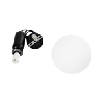 GloboStar® ESTETICO 61495 Μοντέρνο Κρεμαστό Φωτιστικό Οροφής Μονόφωτο 1 x E27 Γαλακτερή Γυάλινη Μπάλα με Μεταλλικό Μαύρο Ματ Σώμα Φ20 x Υ38cm