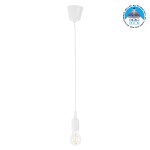GloboStar® CABLITO 61550 Μοντέρνο Κρεμαστό Φωτιστικό Οροφής Μονόφωτο 1 x E27 Λευκό Σιλικόνης Ανάρτηση με Υφασμάτινο Καλώδιο Φ4 x Υ110cm