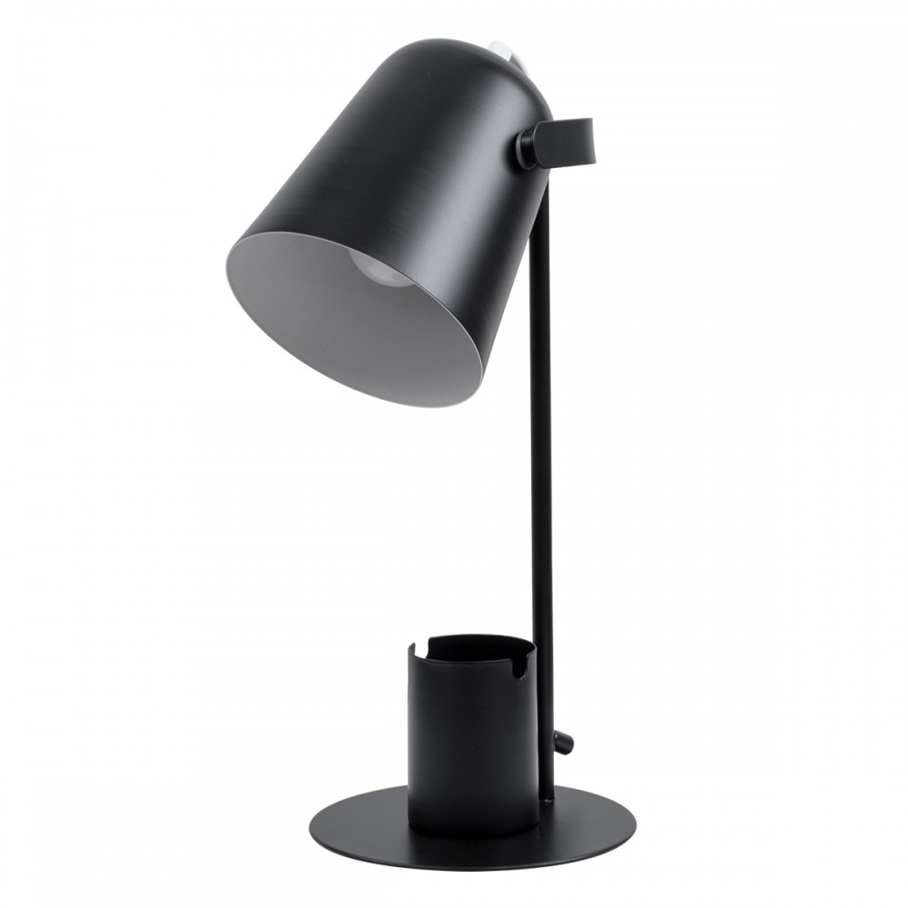 GloboStar® PENCASE 61563 Μοντέρνο Επιτραπέζιο Φωτιστικό Πορτατίφ Μονόφωτο 1 x E27 IP20 Μαύρο Μέταλλο - Μ12 x Π15 x Υ38cm