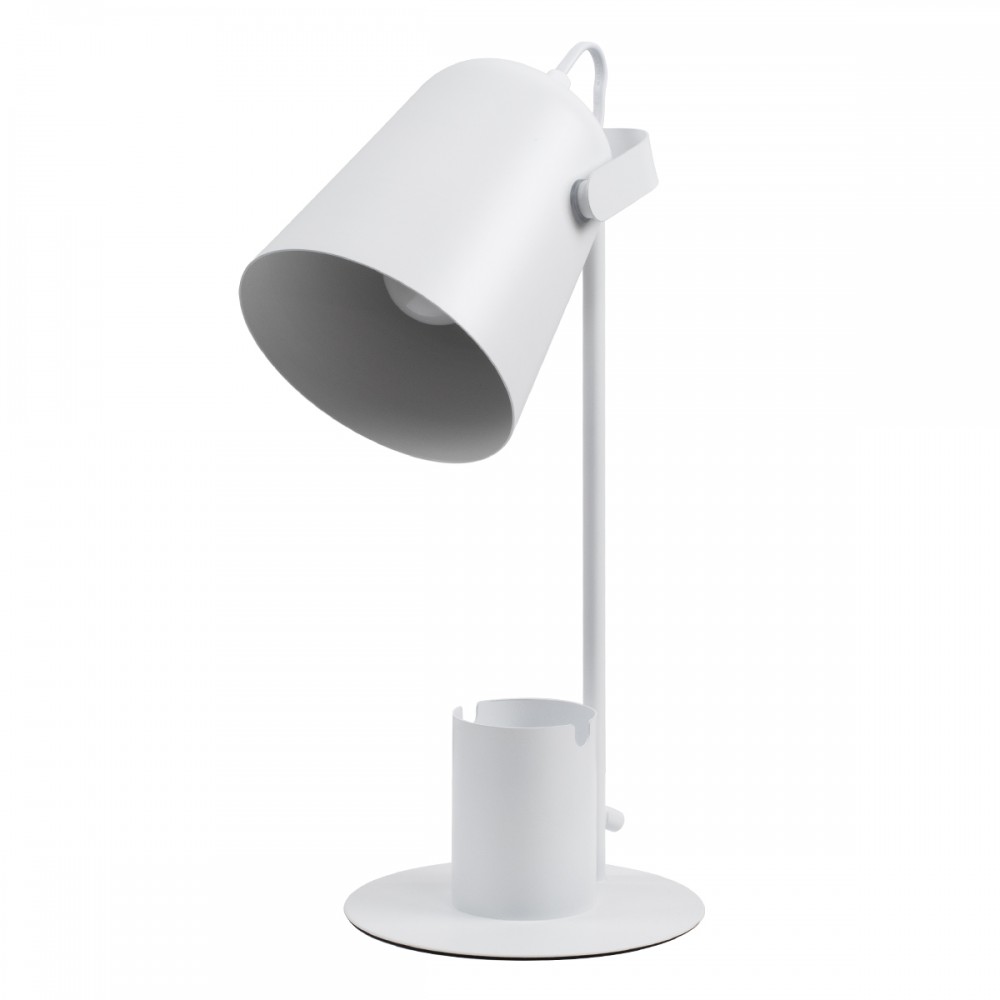GloboStar® PENCASE 61564 Μοντέρνο Επιτραπέζιο Φωτιστικό Πορτατίφ Μονόφωτο 1 x E27 IP20 Λευκό Μέταλλο - Μ12 x Π15 x Υ38cm