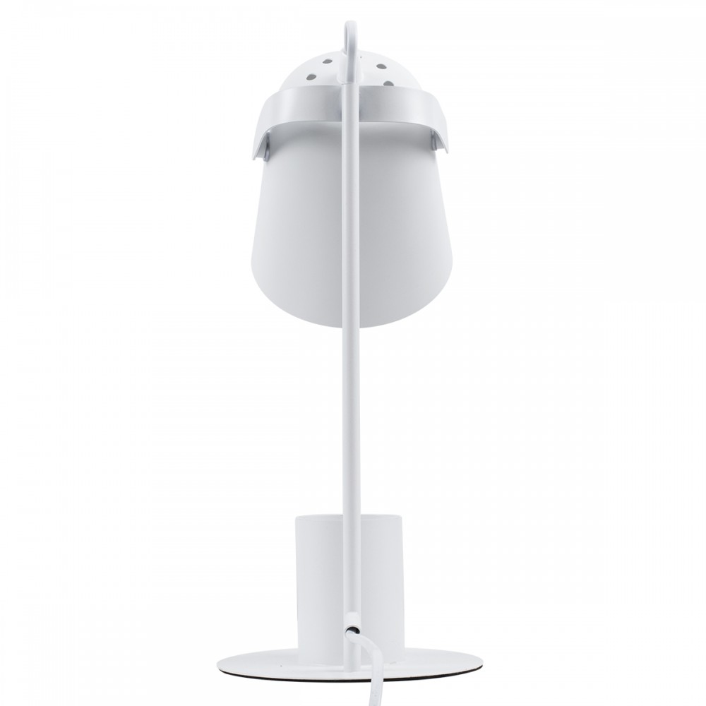 GloboStar® PENCASE 61564 Μοντέρνο Επιτραπέζιο Φωτιστικό Γραφείου - Πορτατίφ - Μονόφωτο 1 x E27 Λευκό Μεταλλικό Καμπάνα με Διακόπτη On/Off - Μολυβοθήκη & Βάση Τηλεφώνου - L12 x W15 x H38cm