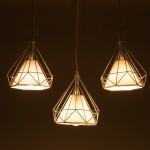 GloboStar® EIFFEL 61570 Vintage Κρεμαστό Φωτιστικό Οροφής Τρίφωτο 3 x E27 Λευκό Μεταλλικό Πλέγμα με Λευκό Ύφασμα Μ68 x Π25 x Υ130cm