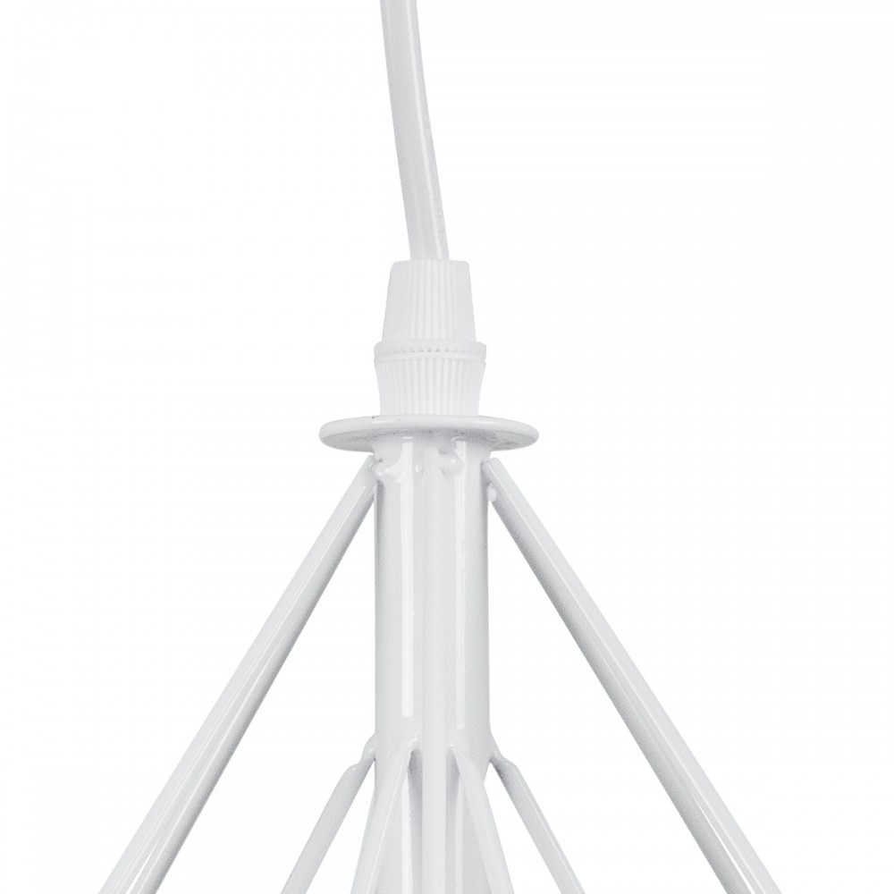 GloboStar® EIFFEL 61570 Vintage Κρεμαστό Φωτιστικό Οροφής Τρίφωτο 3 x E27 Λευκό Μεταλλικό Πλέγμα με Λευκό Ύφασμα Μ68 x Π25 x Υ130cm