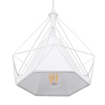 GloboStar® EIFFEL 61570 Vintage Κρεμαστό Φωτιστικό Οροφής Τρίφωτο 3 x E27 Λευκό Μεταλλικό Πλέγμα με Λευκό Ύφασμα Μ68 x Π25 x Υ130cm