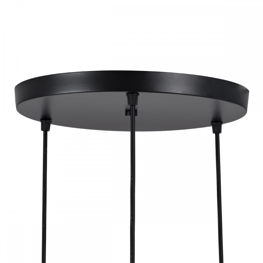 GloboStar® AVA 61572 Μοντέρνο Κρεμαστό Φωτιστικό Οροφής Τρίφωτο 3 x E27 Μαύρο Μεταλλικό Καμπάνα με Ξύλινη Λεπτομέρεια Φ35 x Υ130cm