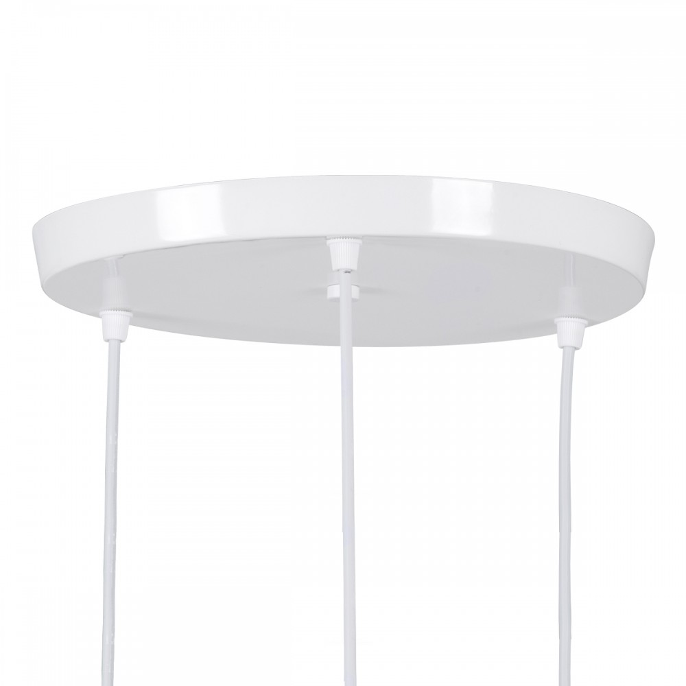 GloboStar® AVA 61573 Μοντέρνο Κρεμαστό Φωτιστικό Οροφής Τρίφωτο 3 x E27 Λευκό Μεταλλικό Καμπάνα με Ξύλινη Λεπτομέρεια Φ35 x Υ130cm